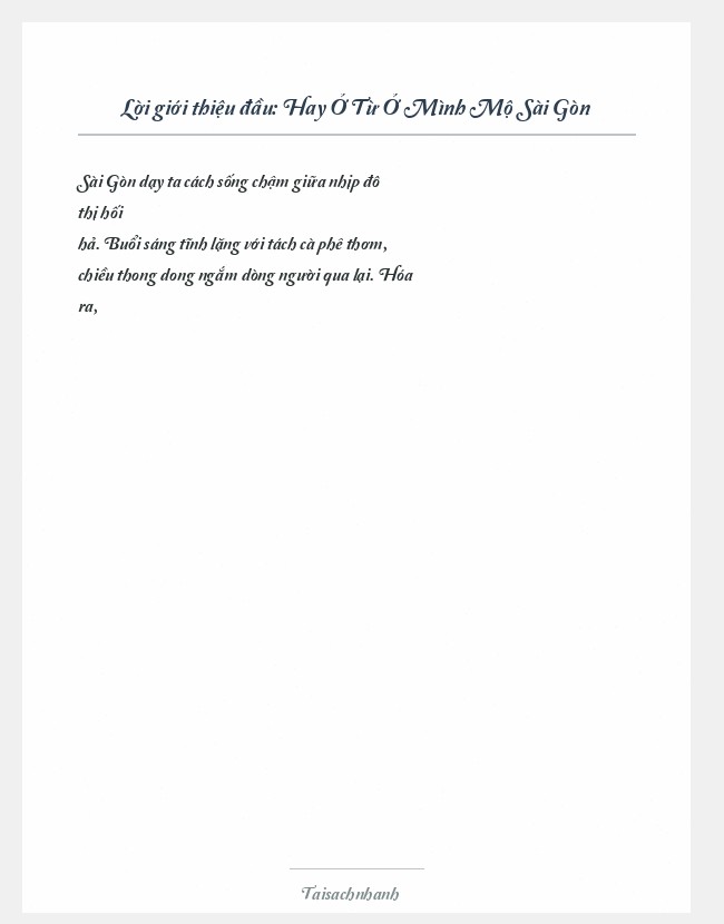 Trích đoạn Hay Ở Từ Ở Mình Mộ Sài Gòn