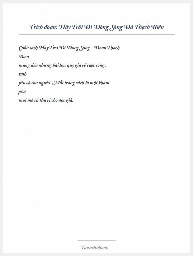 Trích đoạn Hãy Trôi Đi Dòng Sông Đá Thạch Biên