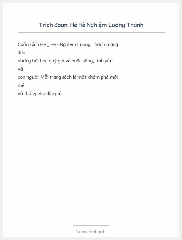 Trích đoạn Hè Hè Nghiệm Lượng Thành