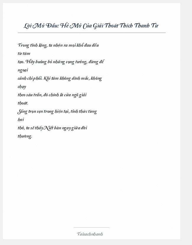 Trích đoạn Hẻ Mở Của Giải Thoát Thích Thanh Từ