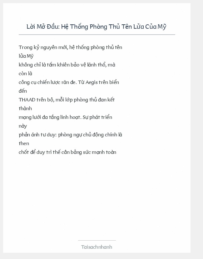 Trích đoạn Hệ Thống Phòng Thủ Tên Lửa Của Mỹ