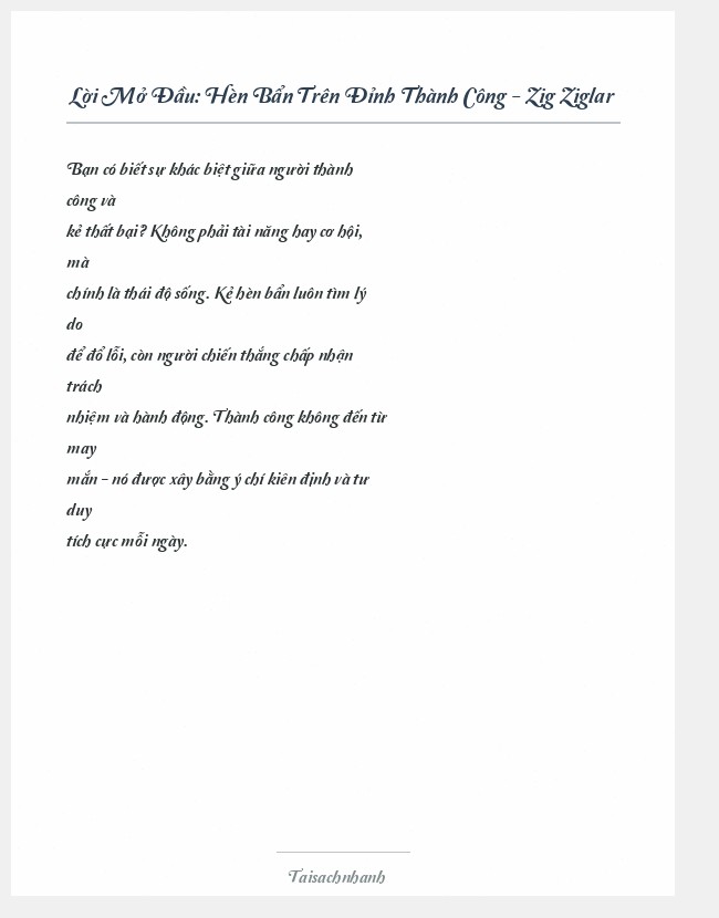Trích đoạn Hèn Bẩn Trên Đỉnh Thành Công - Zig Ziglar