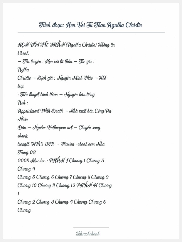 Trích đoạn Hen Voi Tu Than Agatha Christie