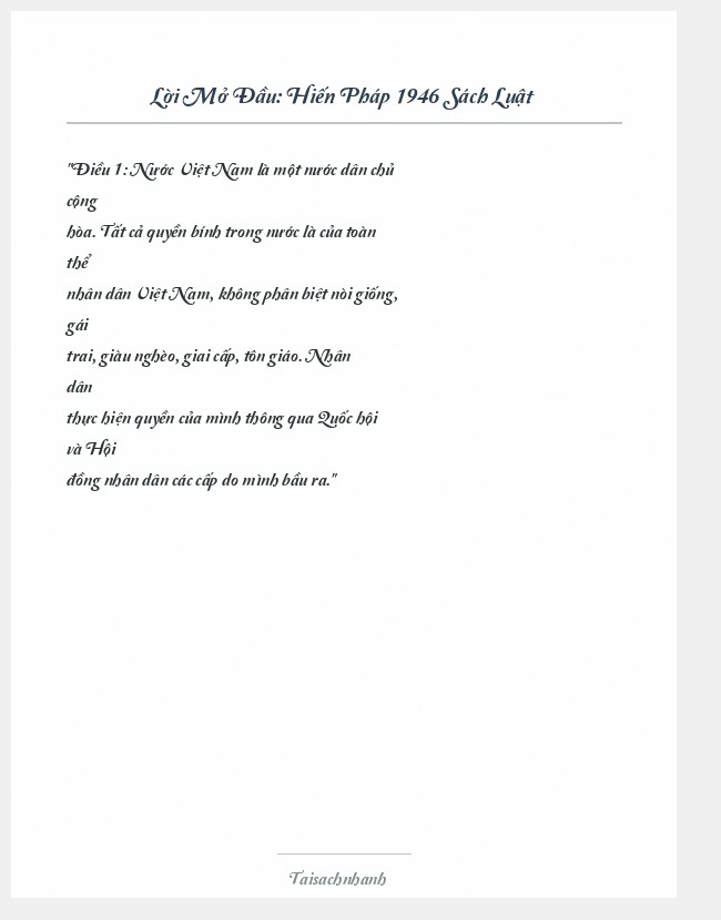 Trích đoạn Hiến Pháp 1946 Sách Luật