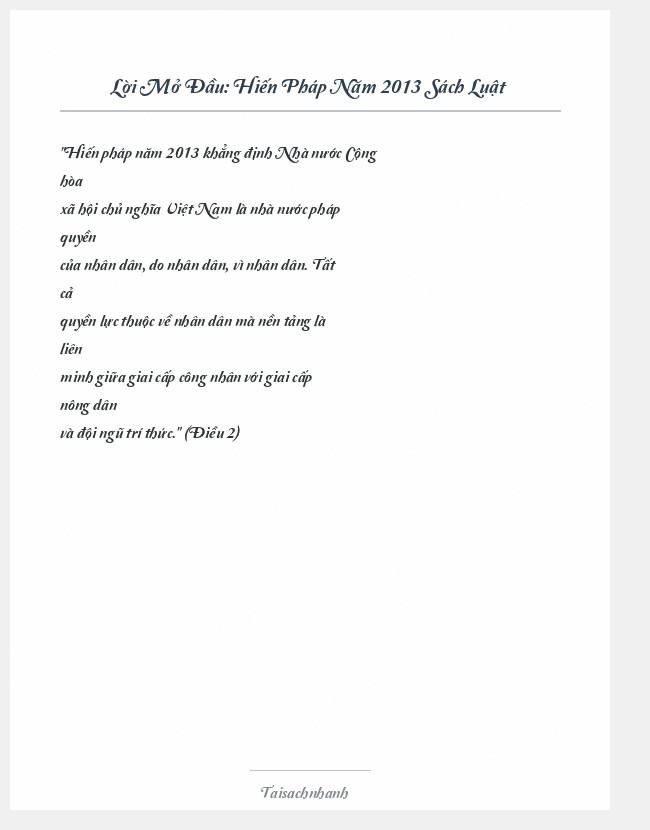 Trích đoạn Hiến Pháp Năm 2013 Sách Luật