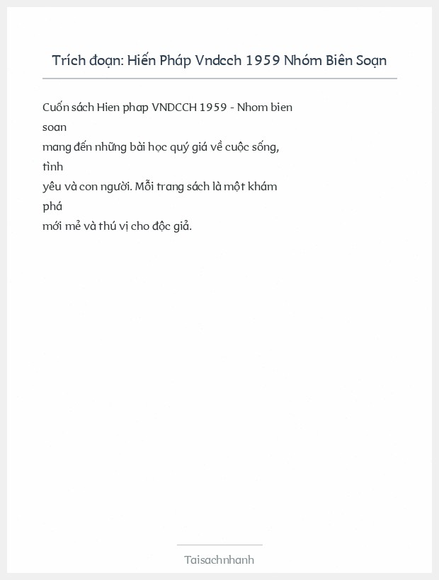 Trích đoạn Hiến Pháp Vndcch 1959 Nhóm Biên Soạn
