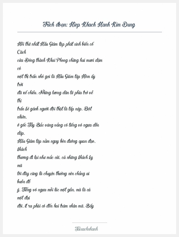 Trích đoạn Hiep Khach Hanh Kim Dung