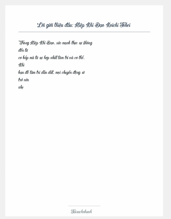 Trích đoạn Hiệp Khí Đạo Koichi Tohei