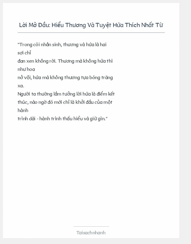 Trích đoạn Hiểu Thương Và Tuyệt Hứa Thích Nhất Từ