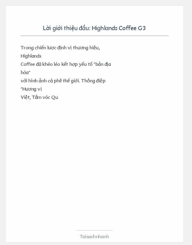 Trích đoạn Highlands Coffee G3