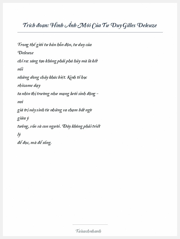 Trích đoạn Hình Ảnh Mới Của Tư Duy Gilles Deleuze