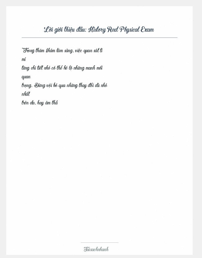 Trích đoạn History And Physical Exam