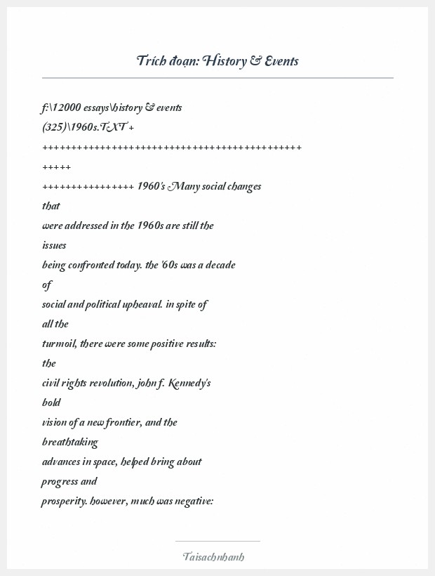 Trích đoạn History & Events