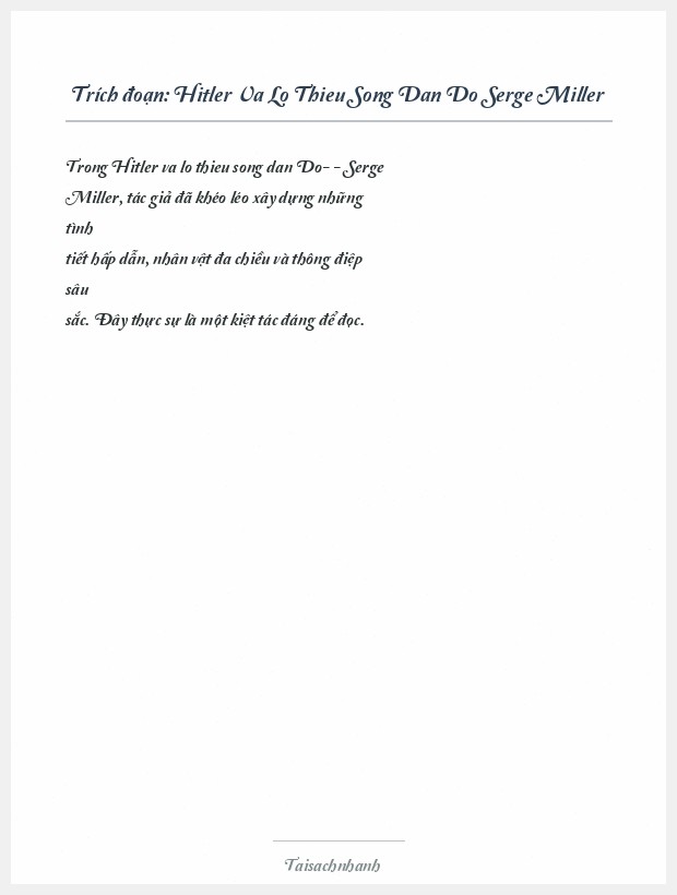Trích đoạn Hitler Va Lo Thieu Song Dan Do Serge Miller