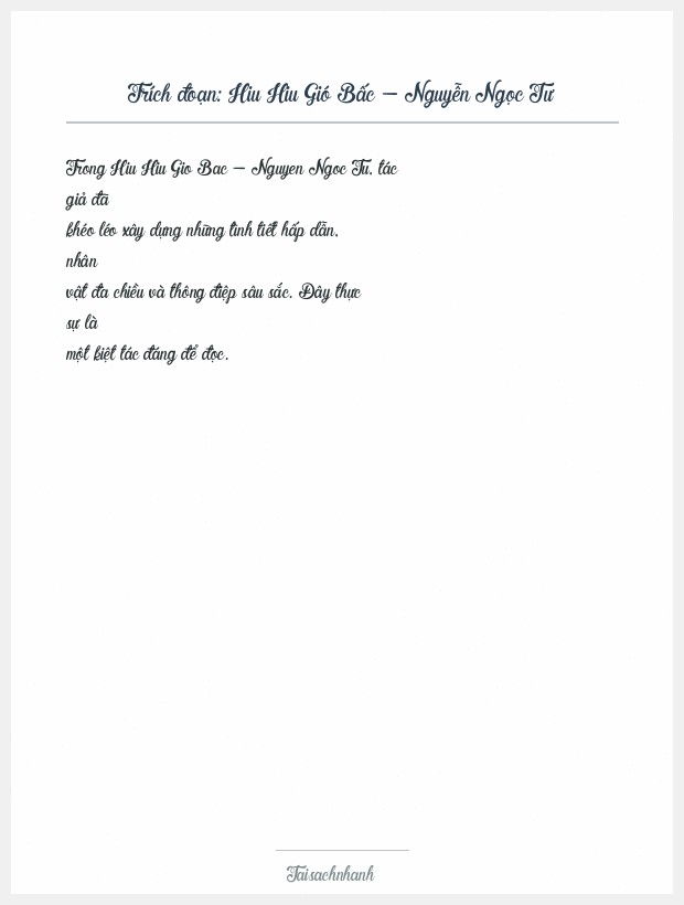 Trích đoạn Hiu Hiu Gió Bấc - Nguyễn Ngọc Tư