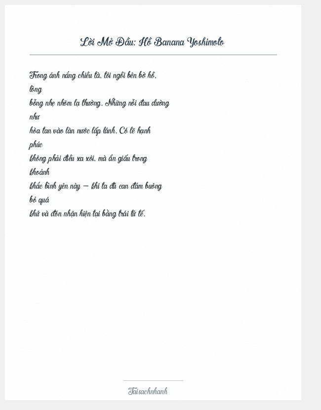 Trích đoạn Hồ Banana Yoshimoto