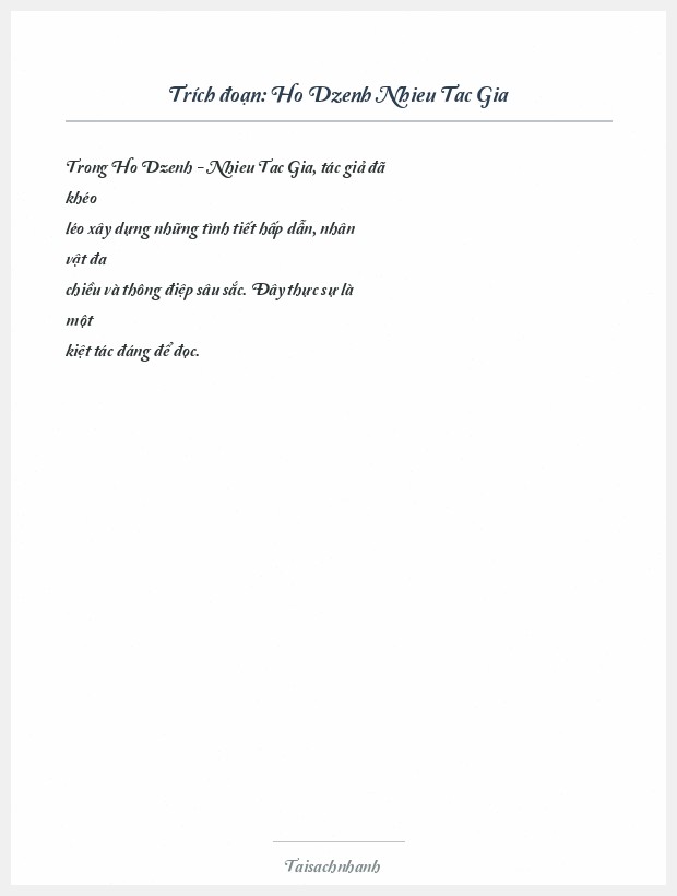 Trích đoạn Ho Dzenh Nhieu Tac Gia
