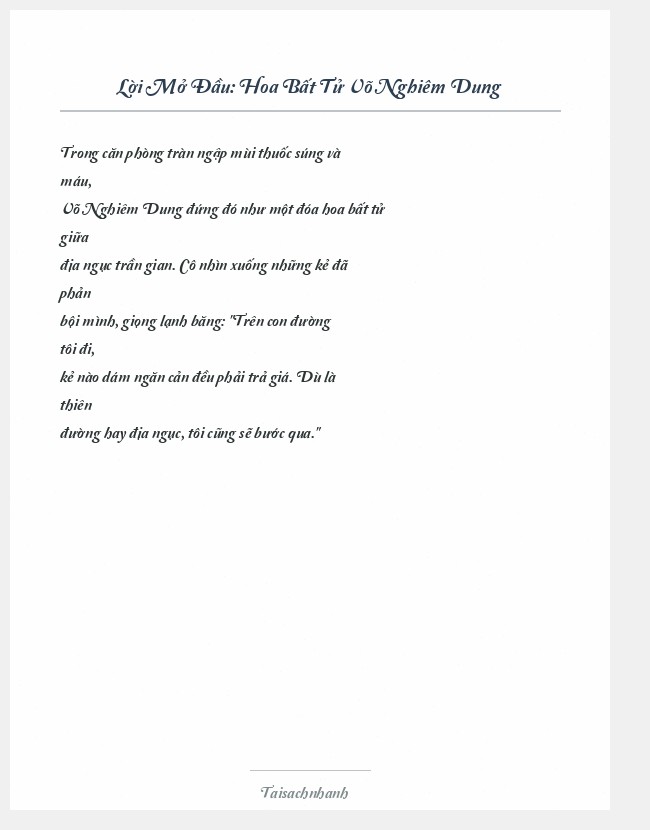 Trích đoạn Hoa Bất Tử Võ Nghiêm Dung