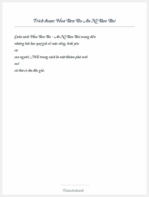 Trích đoạn Hoa Ben Bo An Ni Bao Boi