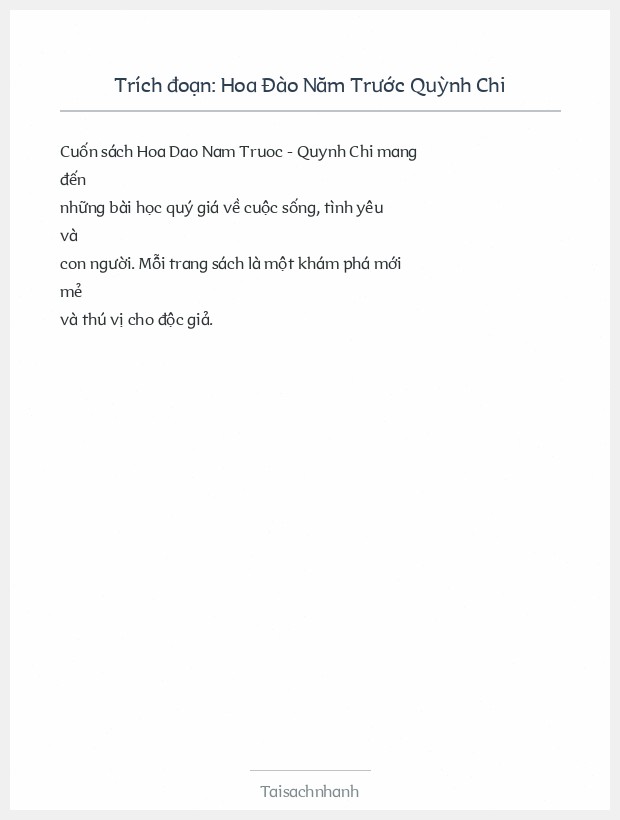 Trích đoạn Hoa Đào Năm Trước Quỳnh Chi