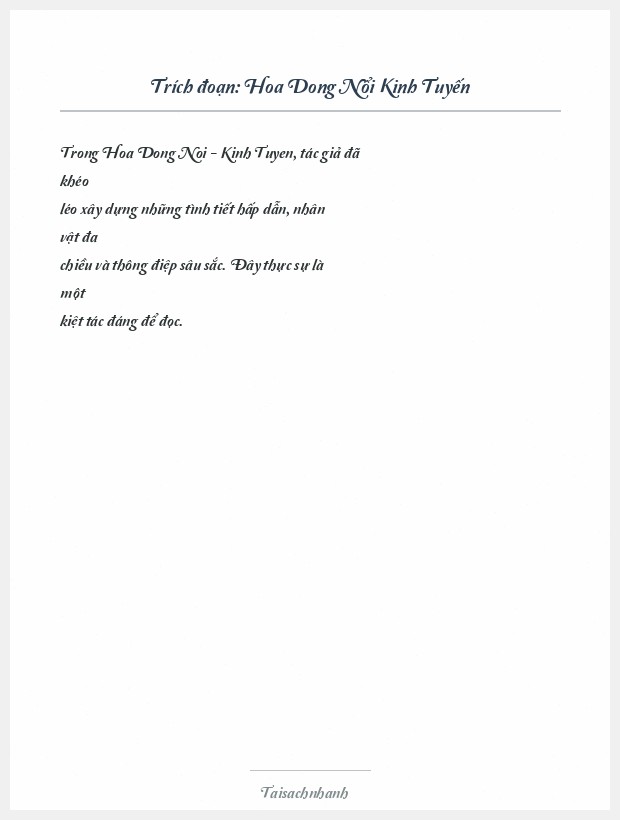 Trích đoạn Hoa Dong Nổi Kinh Tuyến