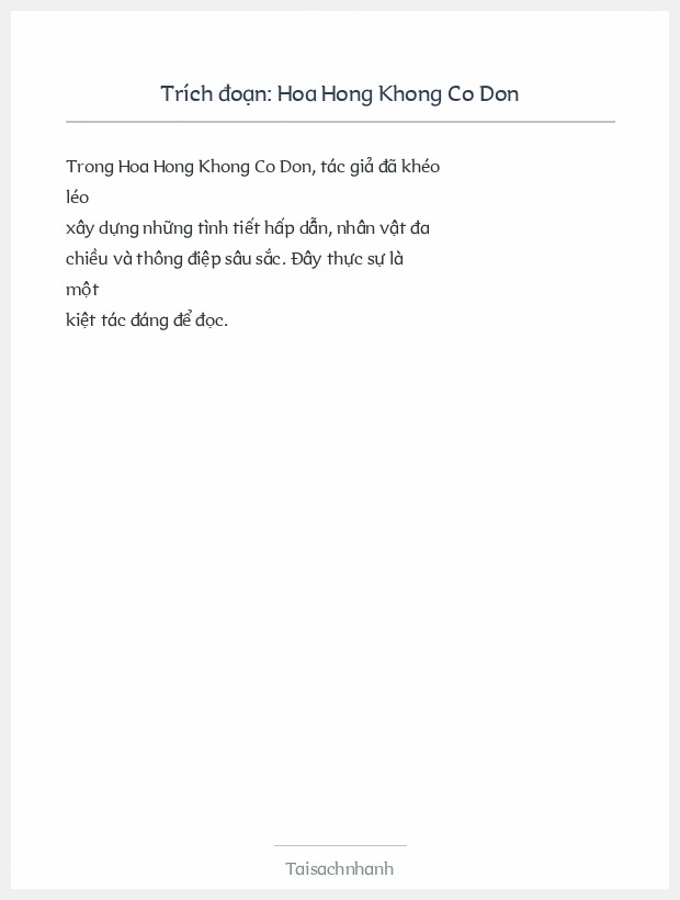 Trích đoạn Hoa Hong Khong Co Don