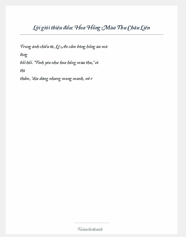 Trích đoạn Hoa Hồng Mùa Thu Châu Liên