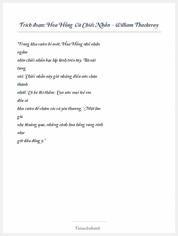 Trích đoạn Hoa Hồng Và Chiếc Nhẫn - William Thackeray