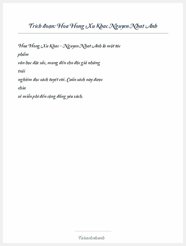 Trích đoạn Hoa Hong Xu Khac Nguyen Nhat Anh