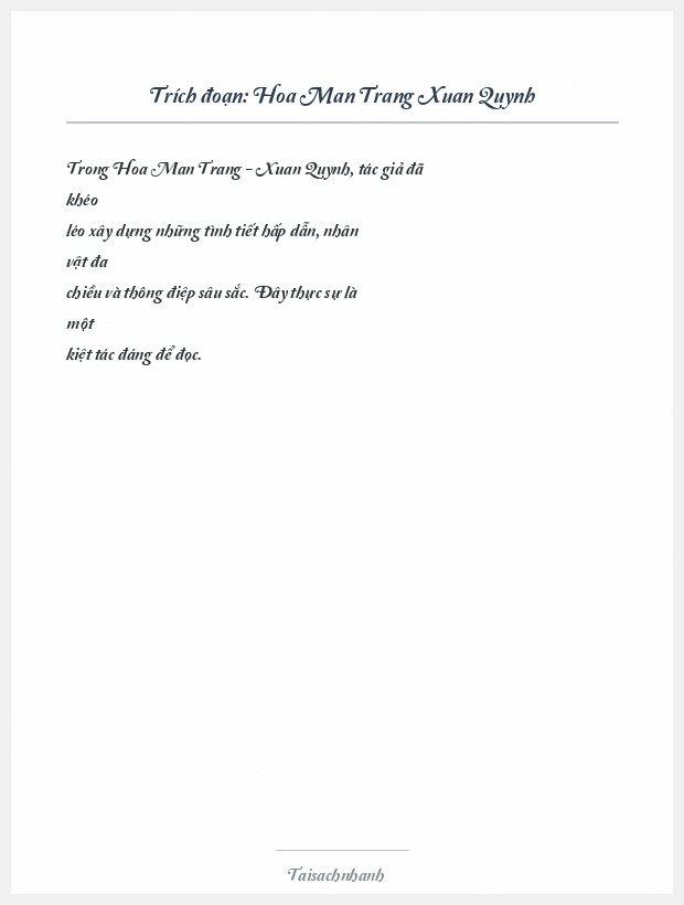 Trích đoạn Hoa Man Trang Xuan Quynh