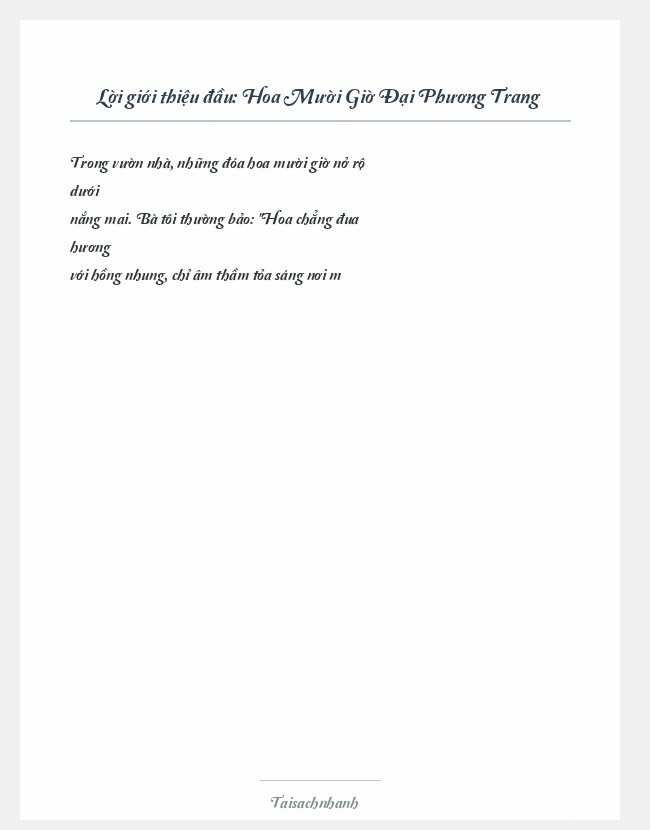 Trích đoạn Hoa Mười Giờ Đại Phương Trang