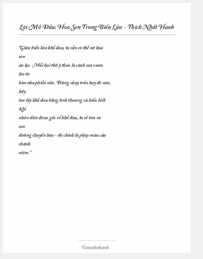 Trích đoạn Hoa Sen Trong Biển Lửa - Thích Nhất Hạnh