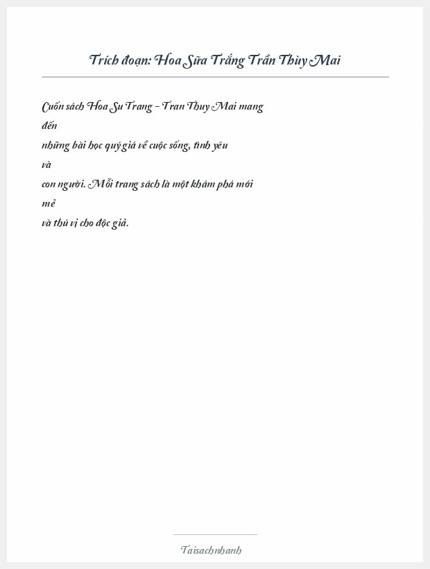 Trích đoạn Hoa Sữa Trắng Trần Thùy Mai