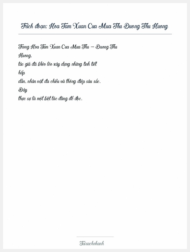 Trích đoạn Hoa Tam Xuan Cua Mua Thu Duong Thu Huong