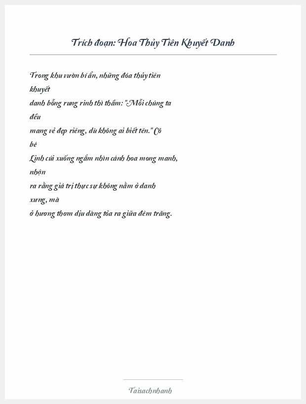 Trích đoạn Hoa Thủy Tiên Khuyết Danh