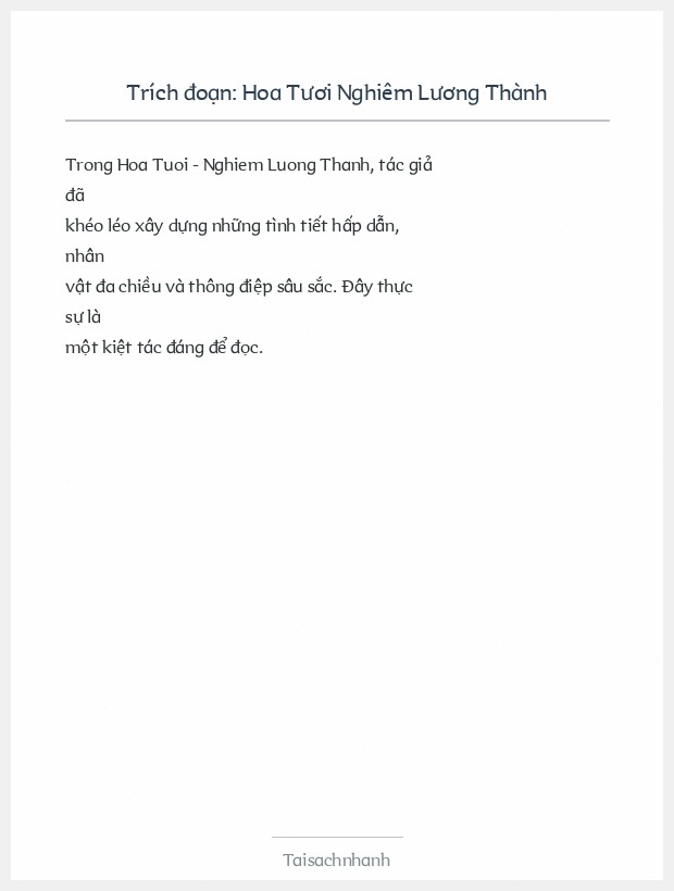 Trích đoạn Hoa Tươi Nghiêm Lương Thành