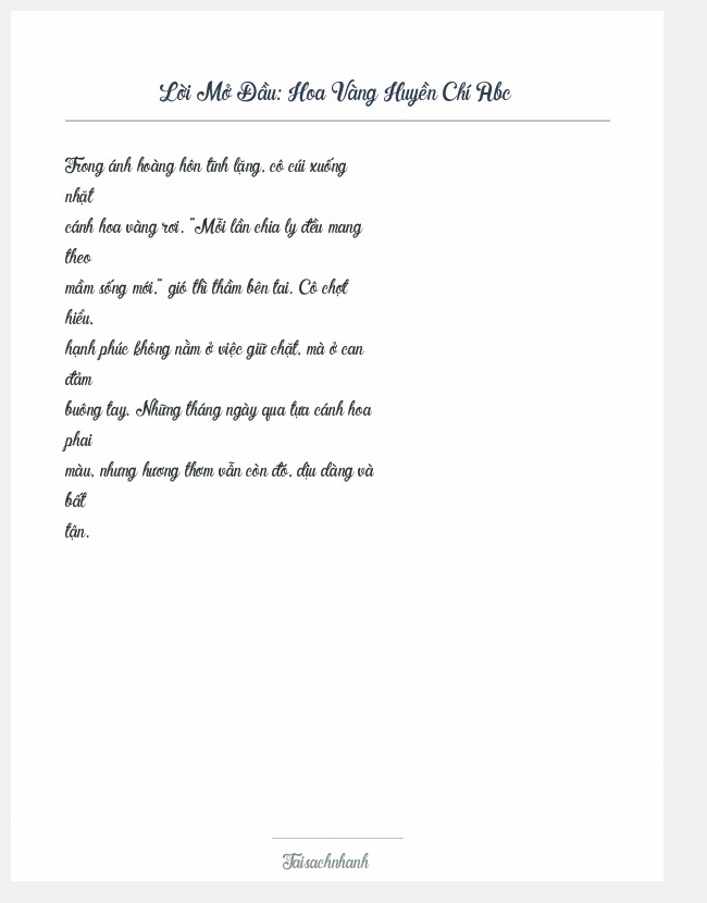 Trích đoạn Hoa Vàng Huyền Chí Abc