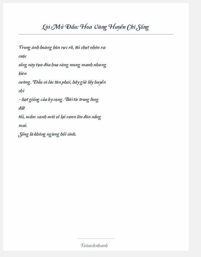 Trích đoạn Hoa Vàng Huyền Chí Sống
