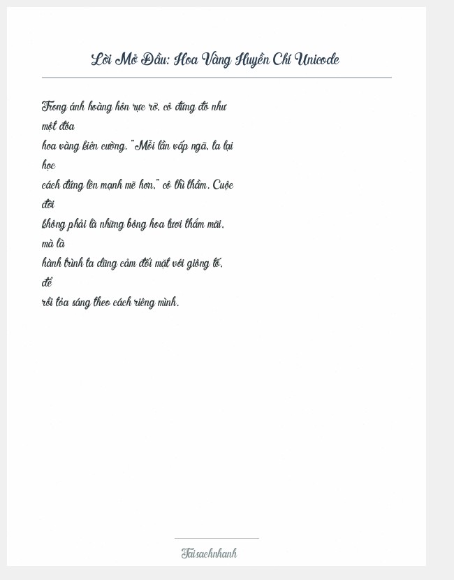 Trích đoạn Hoa Vàng Huyền Chí Unicode