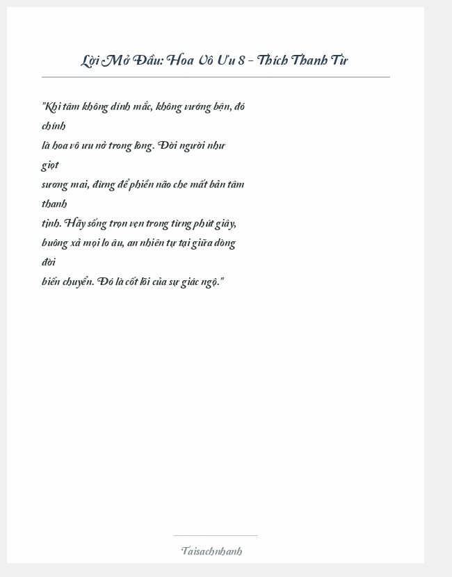 Trích đoạn Hoa Vô Ưu 8 - Thích Thanh Từ