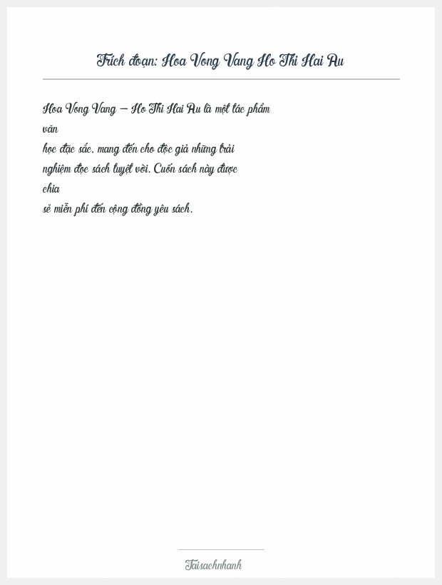 Trích đoạn Hoa Vong Vang Ho Thi Hai Au