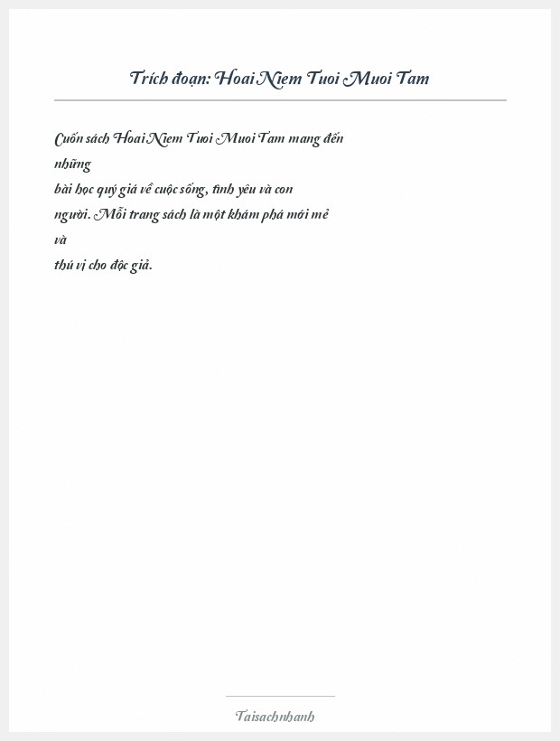 Trích đoạn Hoai Niem Tuoi Muoi Tam