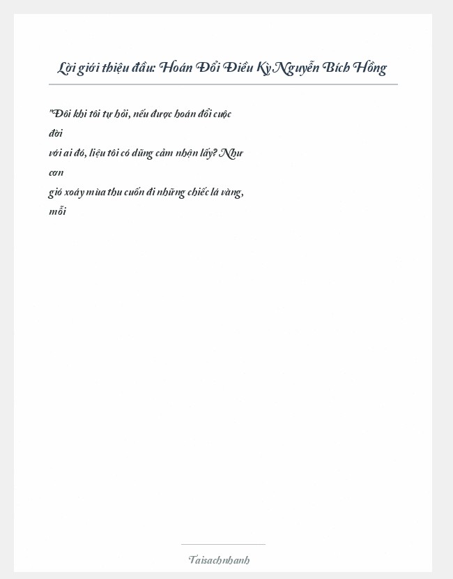 Trích đoạn Hoán Đổi Điều Kỳ Nguyễn Bích Hồng