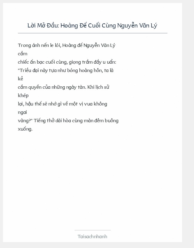 Trích đoạn Hoàng Đế Cuối Cùng Nguyễn Văn Lý