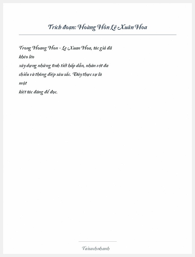 Trích đoạn Hoàng Hôn Lê Xuân Hoa