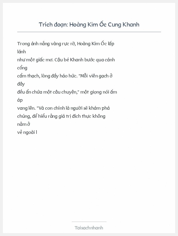Trích đoạn Hoàng Kim Ốc Cung Khanh