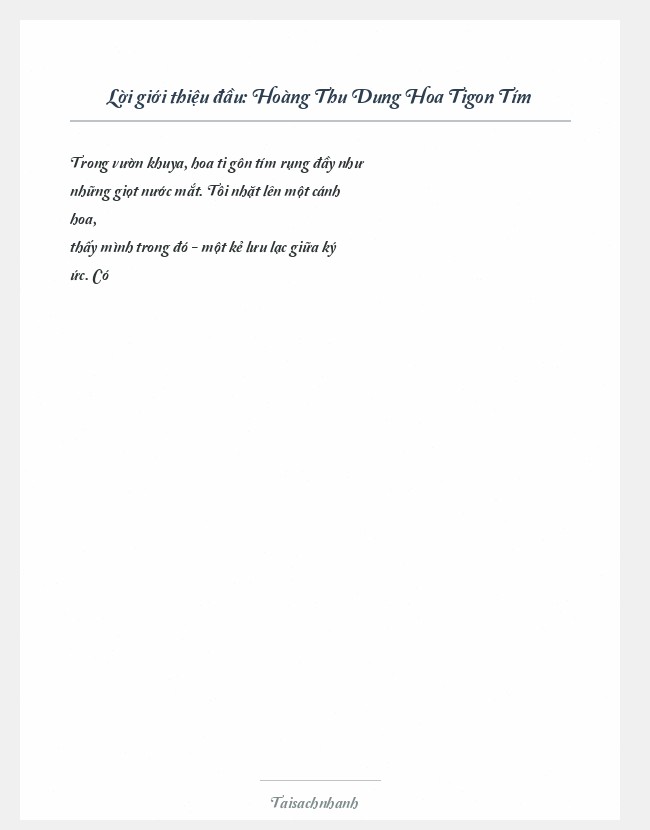 Trích đoạn Hoàng Thu Dung Hoa Tigon Tím