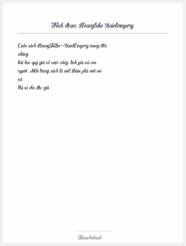 Trích đoạn Hoangtube Saintexupery