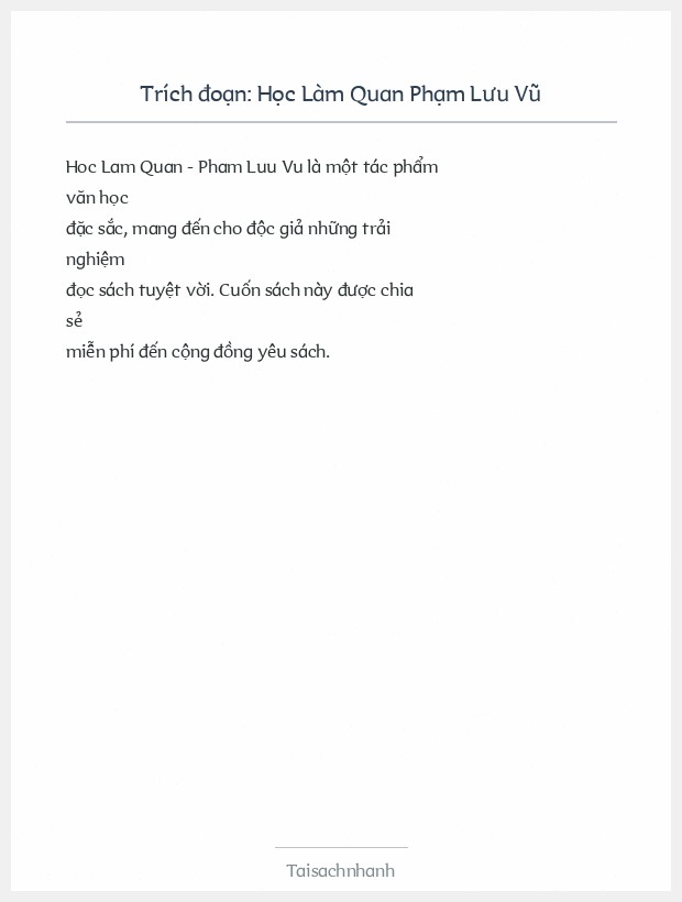 Trích đoạn Học Làm Quan Phạm Lưu Vũ