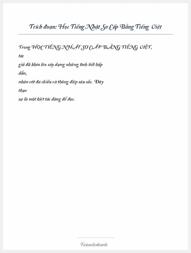 Trích đoạn Học Tiếng Nhật Sơ Cấp Bằng Tiếng Việt